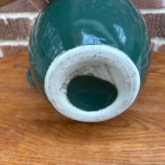 Ceramic hand thrown pottery handmade wide rim green vase pitcher - Picture 7 of 7